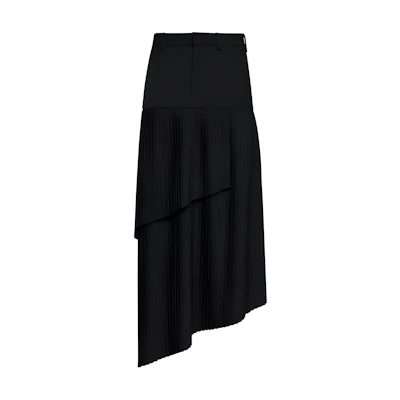 (Women) MM6 Maison Margiela SS24 Black Asymmetric Flowy Casual Long Dress S52MI0011S76435-BLACK