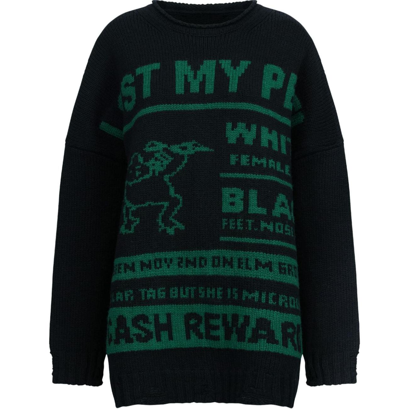 Order (W) MM6 Maison Margiela SS24 黑色拼花針織圖案圓領毛衣 S62HL0027M13075-BLACK