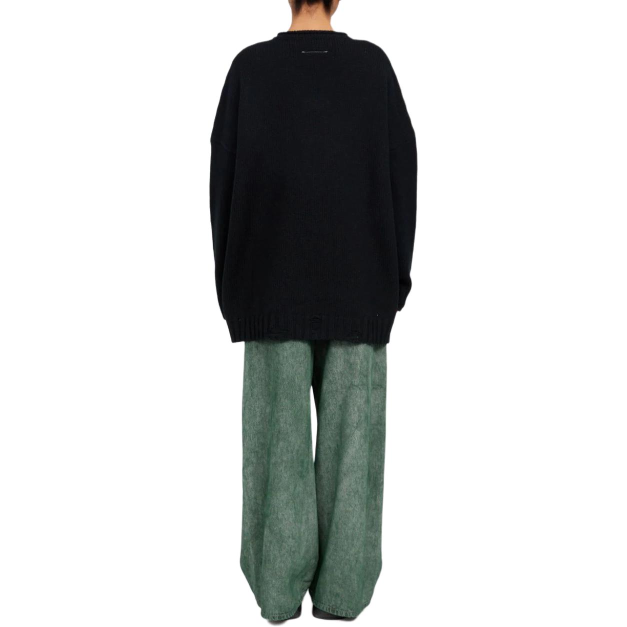 Shop (W) MM6 Maison Margiela SS24 黑色拼花針織圖案圓領毛衣 S62HL0027M13075-BLACK