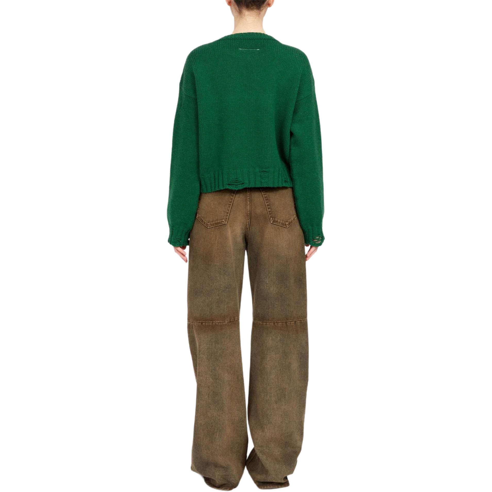 Shop (W) MM6 Maison Margiela 2024春夏綠色圓領針織套頭毛衣 S62HL0029M13074-GREEN