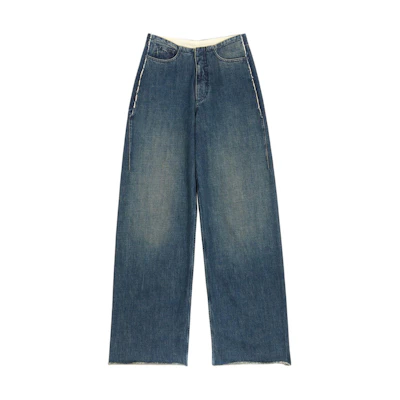 (Women) MM6 Maison Margiela SS24 Wide-Leg Mid-Rise Blue Denim Jeans S52KA0482S30888-961
