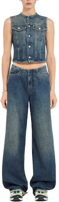 (Women) MM6 Maison Margiela SS24 Wide-Leg Mid-Rise Blue Denim Jeans S52KA0482S30888-961 Lookbook (Women) MM6 Maison Margiela SS24 Wide-Leg Mid-Rise Blue Denim Jeans S52KA0482S30888-961