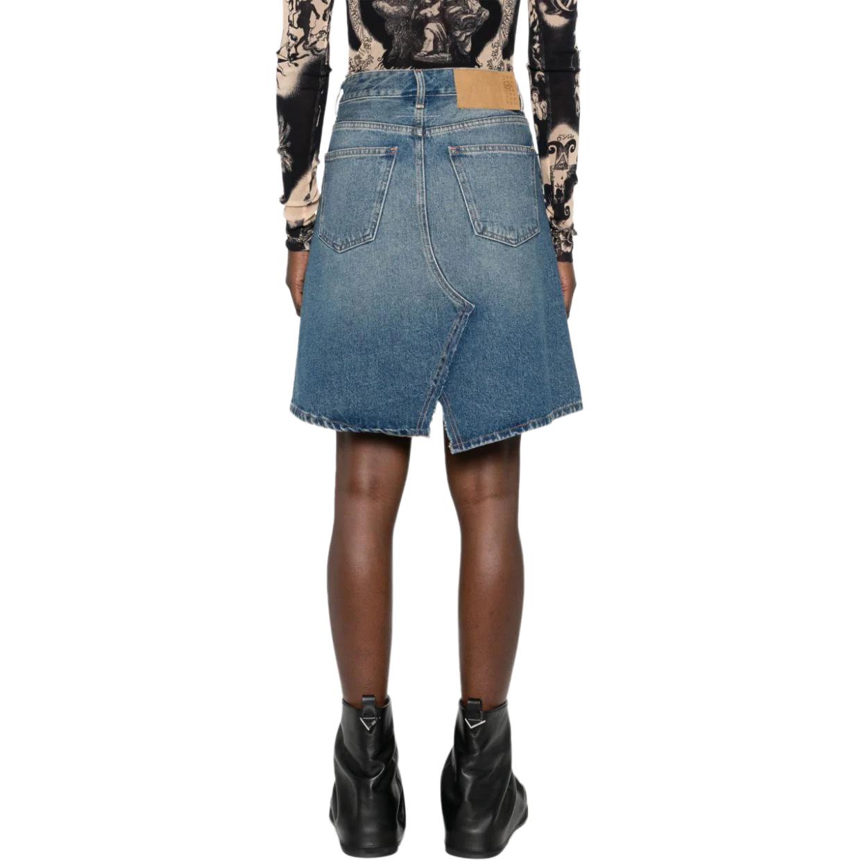 Shop (Women) MM6 Maison Margiela SS24 Faded High-Waisted Denim Skirt Women Indigo Blue. S52ME0019S30589-INDIGO