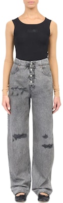 (W) MM6 Maison Margiela SS24 Jeans High-Waist Wide-Leg Distressed Wanita Abu-Abu. S52LA0241M35149-GRAY Lookbook (W) MM6 Maison Margiela SS24 Jeans High-Waist Wide-Leg Distressed Wanita Abu-Abu. S52LA0241M35149-GRAY