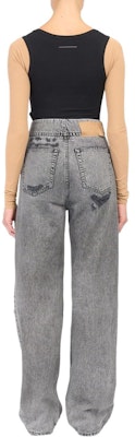 (W) MM6 Maison Margiela SS24 Jeans High-Waist Wide-Leg Distressed Wanita Abu-Abu. S52LA0241M35149-GRAY Shop (W) MM6 Maison Margiela SS24 Jeans High-Waist Wide-Leg Distressed Wanita Abu-Abu. S52LA0241M35149-GRAY