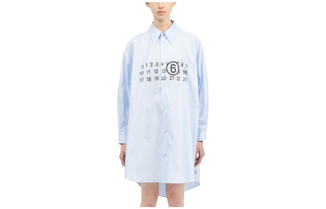 Order (W) MM6 Maison Margiela SS24 Baju Kurung Oversized Wanita Logo Minimal Biru Muda S52CT0780S47294479