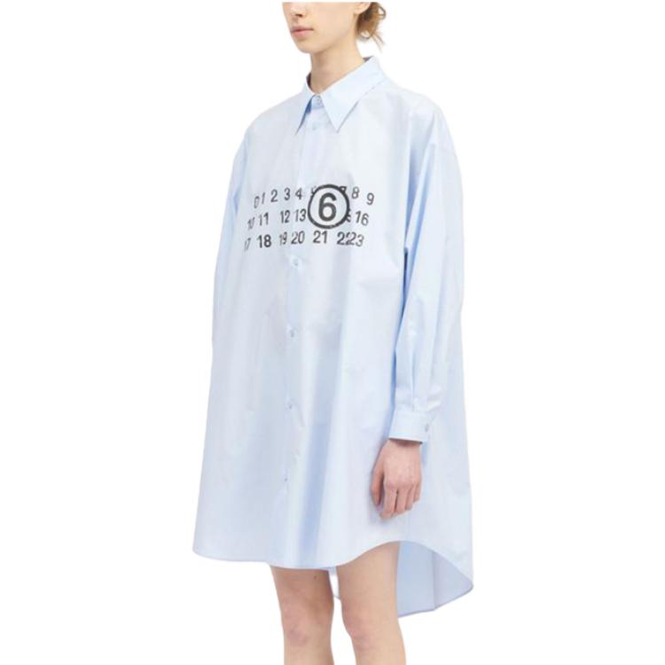 Lookbook (W) MM6 Maison Margiela SS24 Baju Kurung Oversized Wanita Logo Minimal Biru Muda S52CT0780S47294479