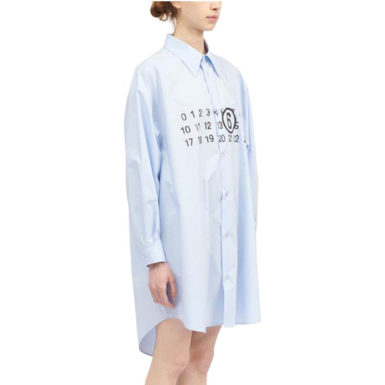 Purchase (W) MM6 Maison Margiela SS24 Baju Kurung Oversized Wanita Logo Minimal Biru Muda S52CT0780S47294479