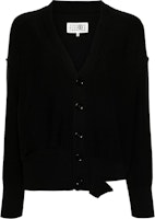 (Women) MM6 Maison Margiela SS24 V-Neck Oversized Cutout Detail Sweater Women Black S52HP0019M13044-BLACK (Women) MM6 Maison Margiela SS24 V-Neck Oversized Cutout Detail Sweater Women Black S52HP0019M13044-BLACK