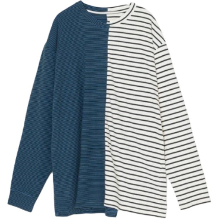 (Women) MM6 Maison Margiela Striped Loose-Fit Long Sleeve T-Shirt Navy/White Women. S52GC0269STJ367