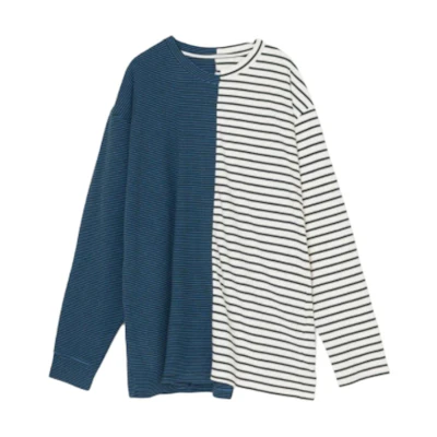 (Women) MM6 Maison Margiela Striped Loose-Fit Long Sleeve T-Shirt Navy/White Women. S52GC0269STJ367
