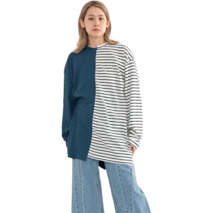 (Women) MM6 Maison Margiela Striped Loose-Fit Long Sleeve T-Shirt Navy/White Women. S52GC0269STJ367 圖 3