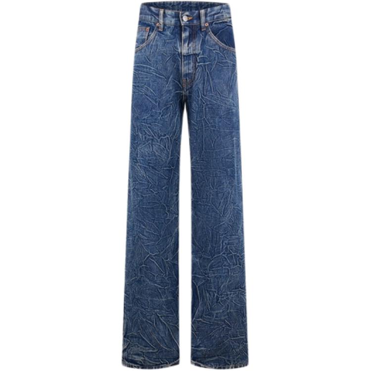 (Women) MM6 Maison Margiela Textured Vintage Mid-Waist Loose Jeans Women Blue FW24. S52LA0236S30460-993