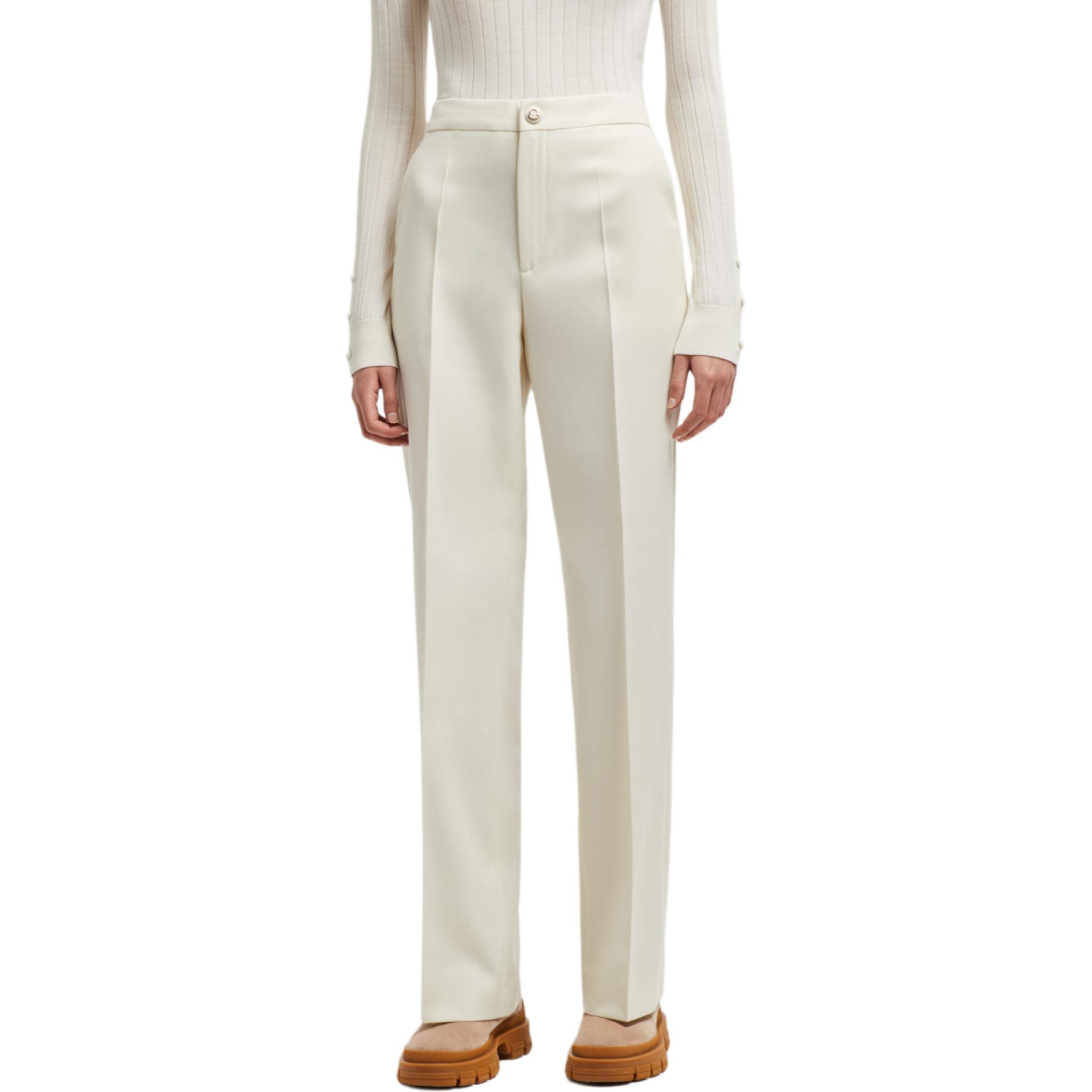 Purchase (W) Pantalones Beige Casual Moncler con Pliegues Sólidos y Diseño de Cremallera. J20932A00008597SZ050