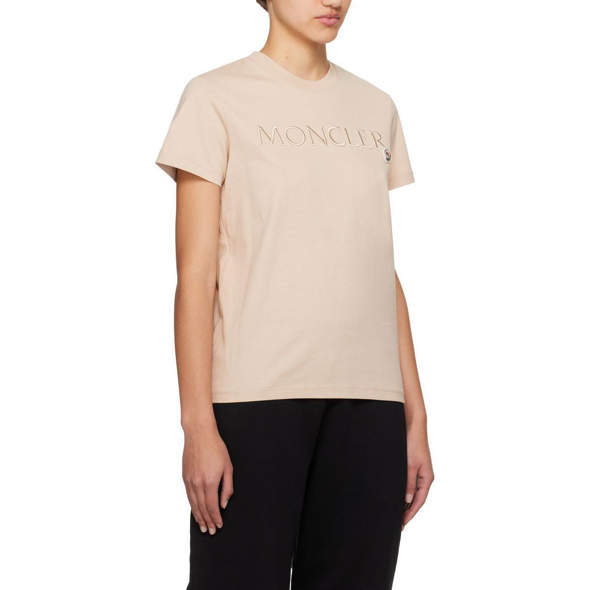Shop (W) Moncler 米色刺繡Logo短袖圓領T恤 J10938C00006829HP20J