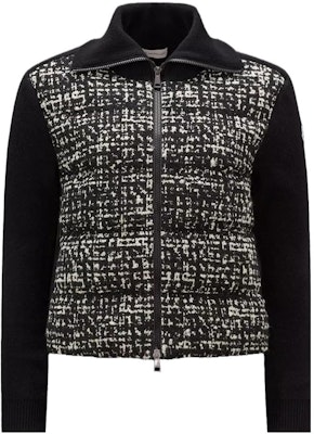 (W) 몽클레어 블랙 & 화이트 패딩 울 트위드 카디건 자켓 로고 패치. I20939B00010M1241P90 Order (W) 몽클레어 블랙 & 화이트 패딩 울 트위드 카디건 자켓 로고 패치. I20939B00010M1241P90