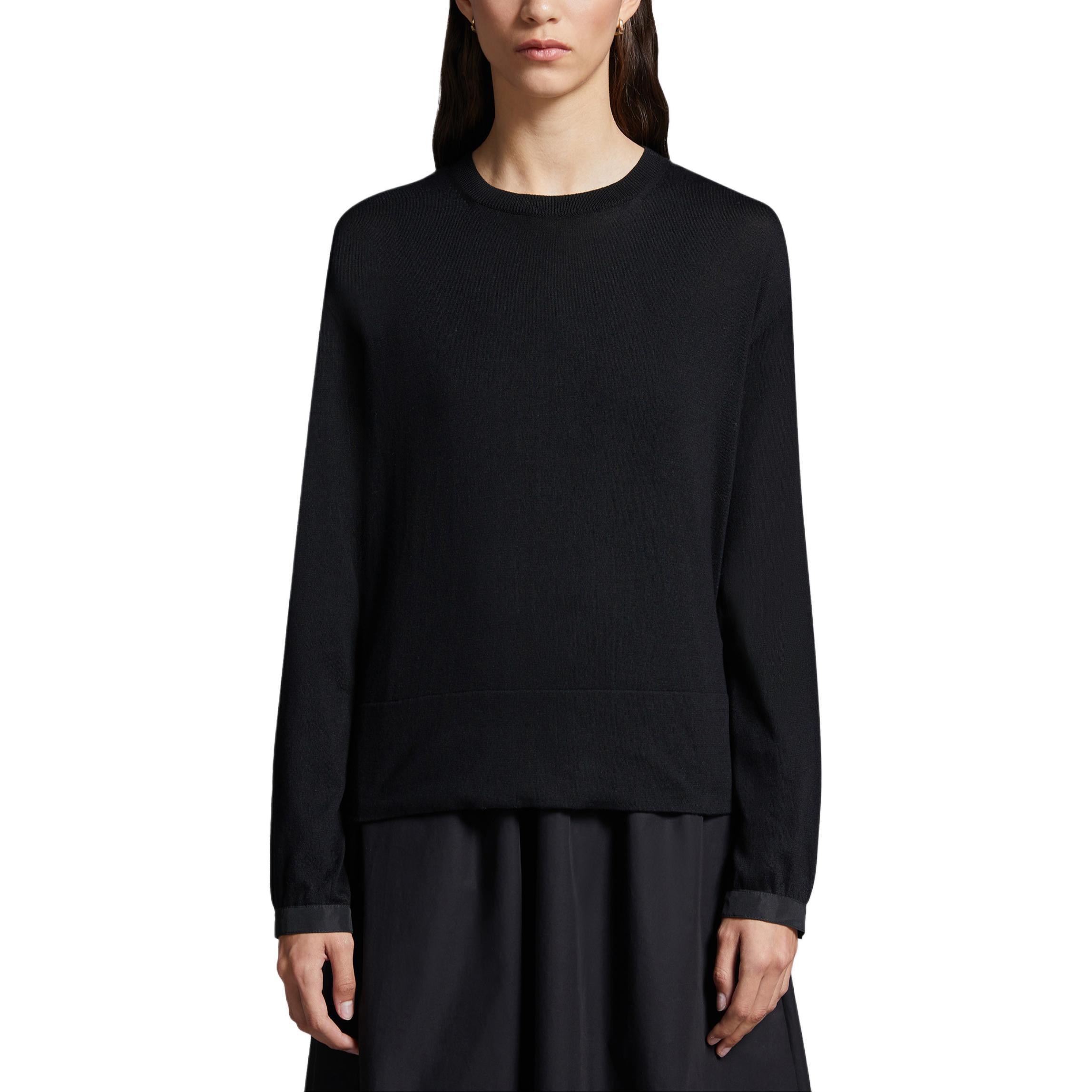 Shop (W) Jersey Moncler Negro Casual de Punto Ajuste Suelto Cuello Redondo Manga Larga J10939C00012M1369999