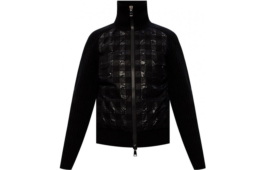 (Women) Moncler  Black Checkered Logo Print Zip-Up Puffer Jacket. F20939B5300053A0C-999