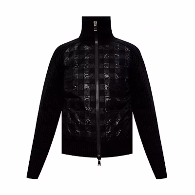 (Women) Moncler Black Checkered Logo Print Zip-Up Puffer Jacket. F20939B5300053A0C-999