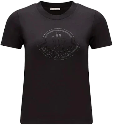 (Women) Moncler Black Crew Neck Casual T-Shirt. I20938C00034829FB999 Order (Women) Moncler Black Crew Neck Casual T-Shirt. I20938C00034829FB999