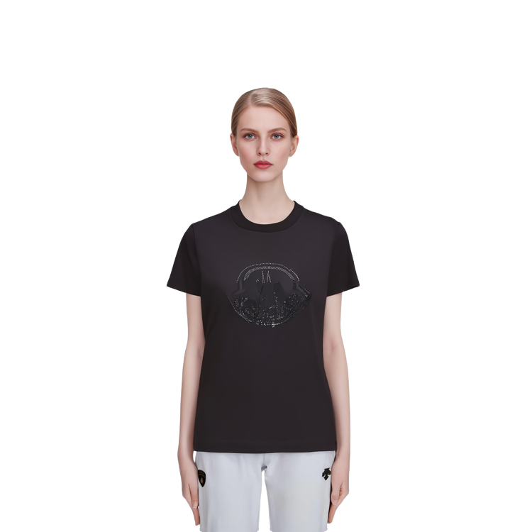 Purchase (W) Camiseta Negra Casual de Cuello Redondo Moncler. I20938C00034829FB999