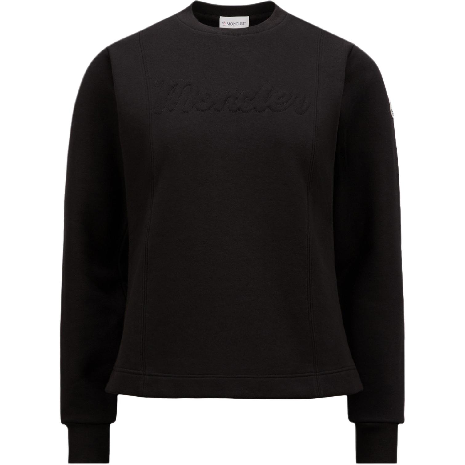 (Women) Moncler  Black Crewneck Logo Long Sleeve Sweatshirt Casual Comfort Fit J20938G00025899RB999