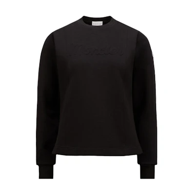 (Women) Moncler Black Crewneck Logo Long Sleeve Sweatshirt Casual Comfort Fit J20938G00025899RB999