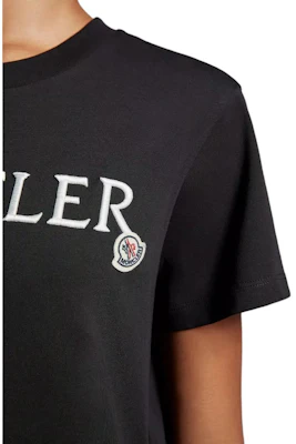 (W) モンクレール ブラック クルーネック Tシャツ 刺繍ロゴ入り J20938C0001189AIJ999 Lookbook (W) モンクレール ブラック クルーネック Tシャツ 刺繍ロゴ入り J20938C0001189AIJ999