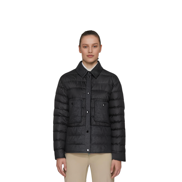 (Women) Moncler  Black Down Jacket - Solid Color, Stand Collar, Button-Up Style. H20932F0000359632999 圖 3