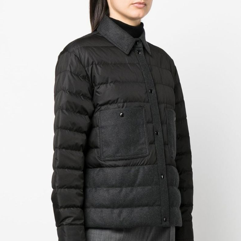 (Women) Moncler  Black Down Jacket - Solid Color, Stand Collar, Button-Up Style. H20932F0000359632999 圖 5