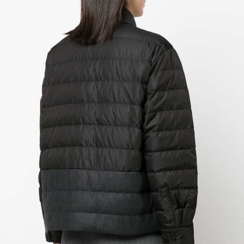 (Women) Moncler  Black Down Jacket - Solid Color, Stand Collar, Button-Up Style. H20932F0000359632999 圖 6