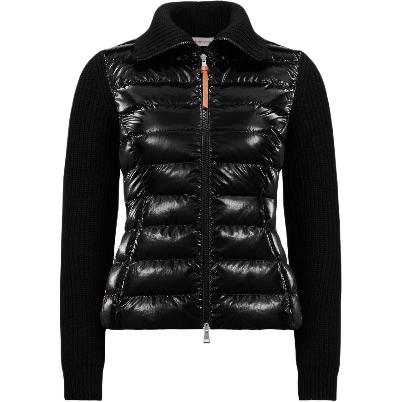 (Women) Moncler  Black Down Jacket Cardigan with Quilted Side Pockets and Zipper. J20939B00017M1241999