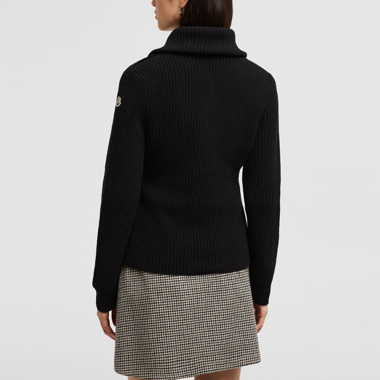 (Women) Moncler  Black Down Jacket Cardigan with Quilted Side Pockets and Zipper. J20939B00017M1241999 圖 4