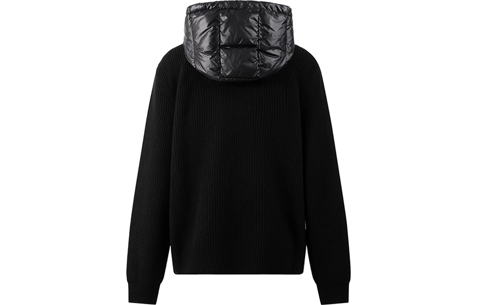 (Women) Moncler  Black Down Knit Hoodie Jacket with Wool Panel Detailing. I10939B00002M1241999【】 圖 3