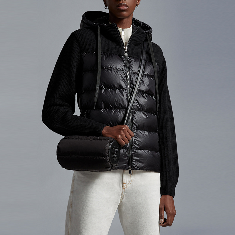 (Women) Moncler  Black Down Knit Hoodie Jacket with Wool Panel Detailing. I10939B00002M1241999【】 圖 4