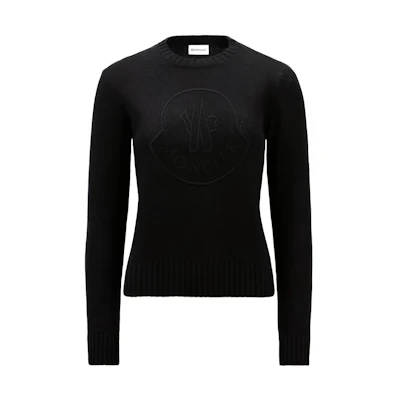 (Women) Moncler Black Embroidered Logo Cashmere Wool Crewneck Jumper. J10939C00002M1127999