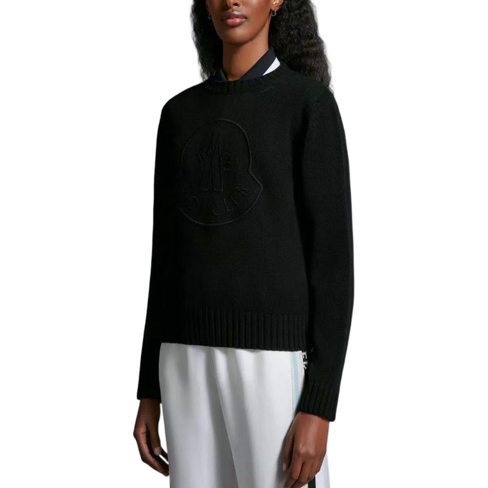 Purchase (W) Moncler Suéter Negro de Lana y Cachemira con Logo Bordado. J10939C00002M1127999