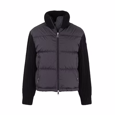 (Women) Moncler Black Grey Wool Down Jacket Knit Pullover Cardigan. I20939B00025M1241999