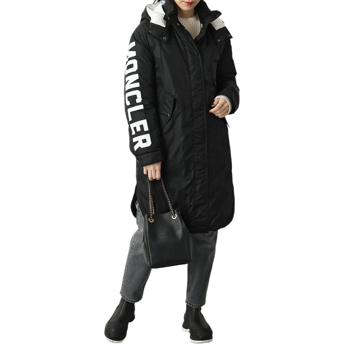 (Women) Moncler  Black Hooded Mid-Length Down Jacket with Embroidered Logo. 1C57740C0230999 圖 7