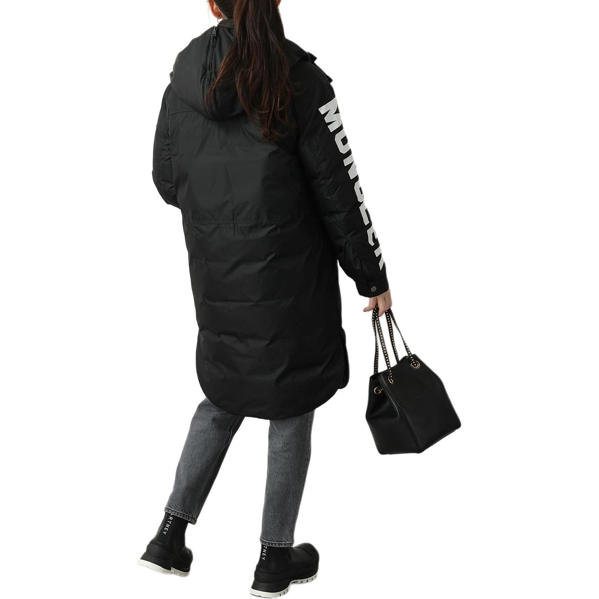 (Women) Moncler  Black Hooded Mid-Length Down Jacket with Embroidered Logo. 1C57740C0230999 圖 8