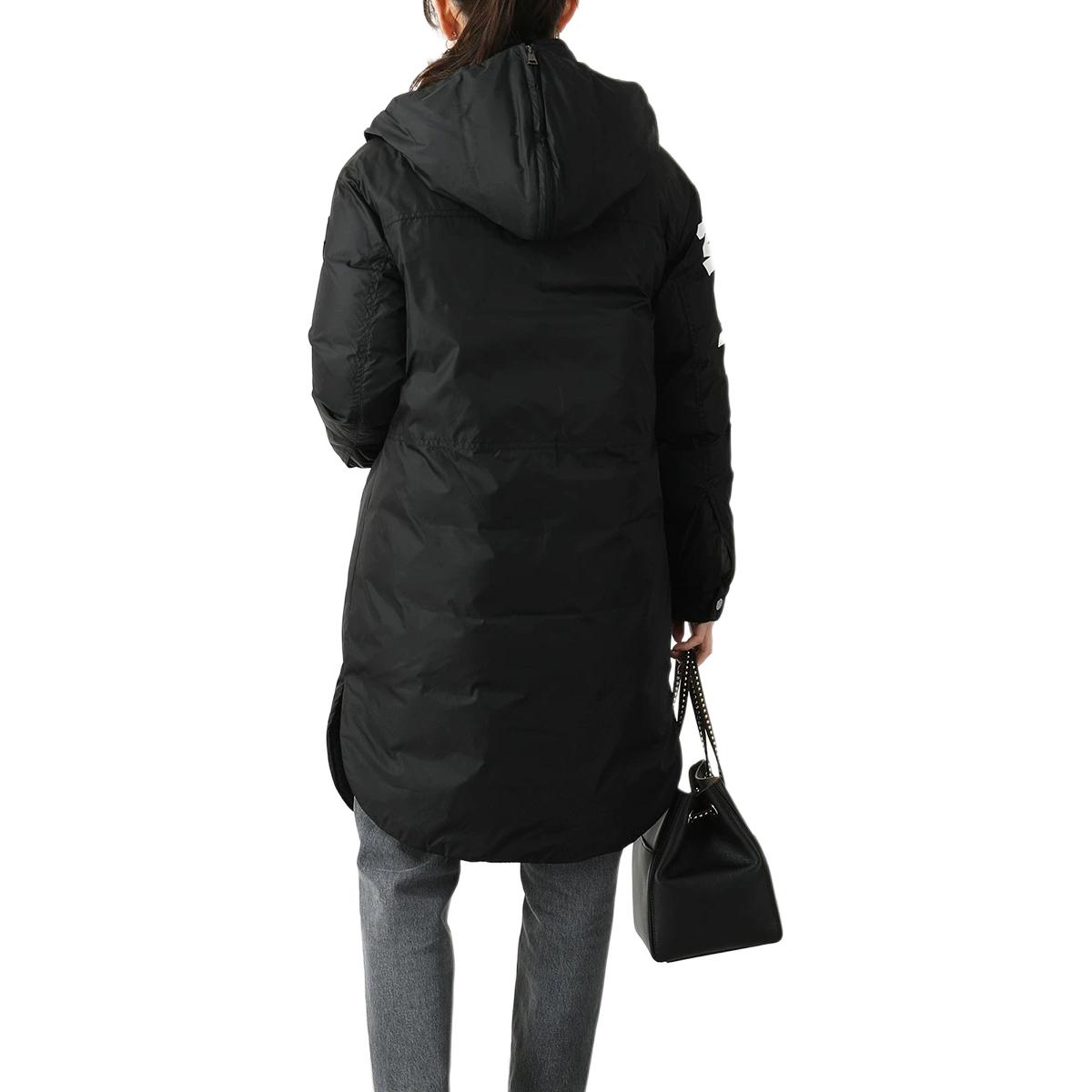 (Women) Moncler  Black Hooded Mid-Length Down Jacket with Embroidered Logo. 1C57740C0230999 圖 9