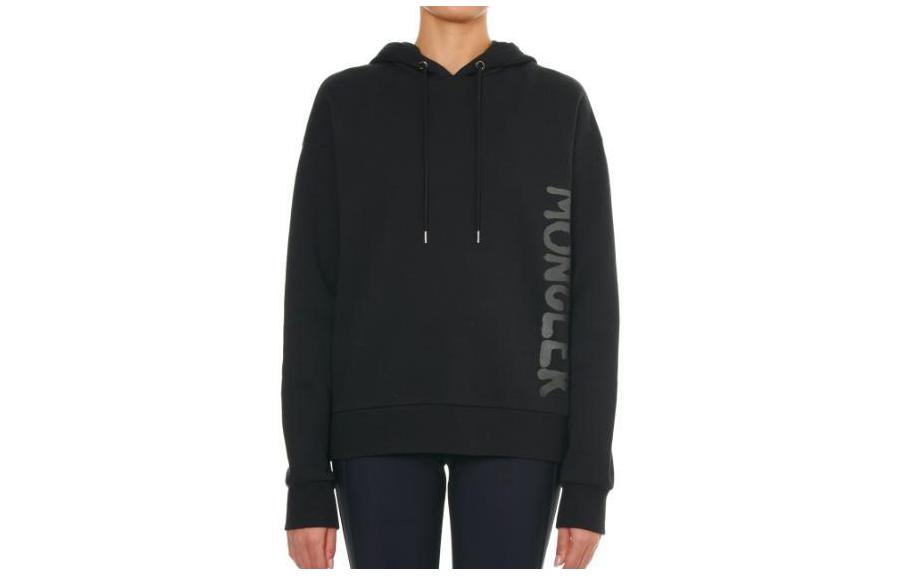 (Women) Moncler  Black Hoodie with Logo Print and Long Sleeves. 8G00014-809KF-999 圖 2