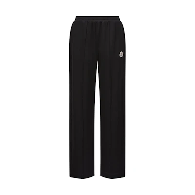 (Women) Moncler Black Knit Jogger Pants with Logo Patch - Casual & Comfortable. J20938H0000989ALE999