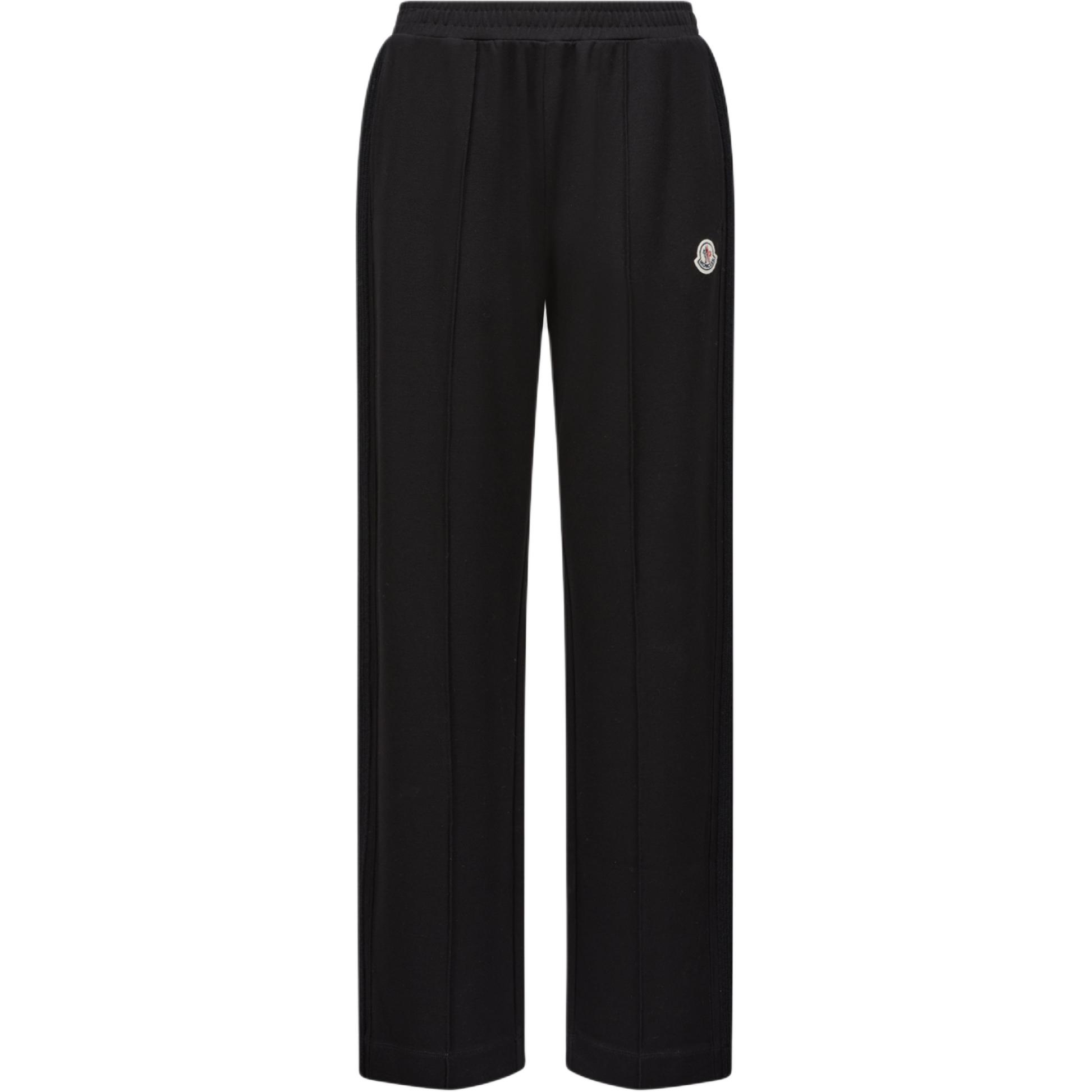 Order (W) Moncler Celana Jogger Rajut Hitam dengan Logo Patch - Kasual & Nyaman. J20938H0000989ALE999