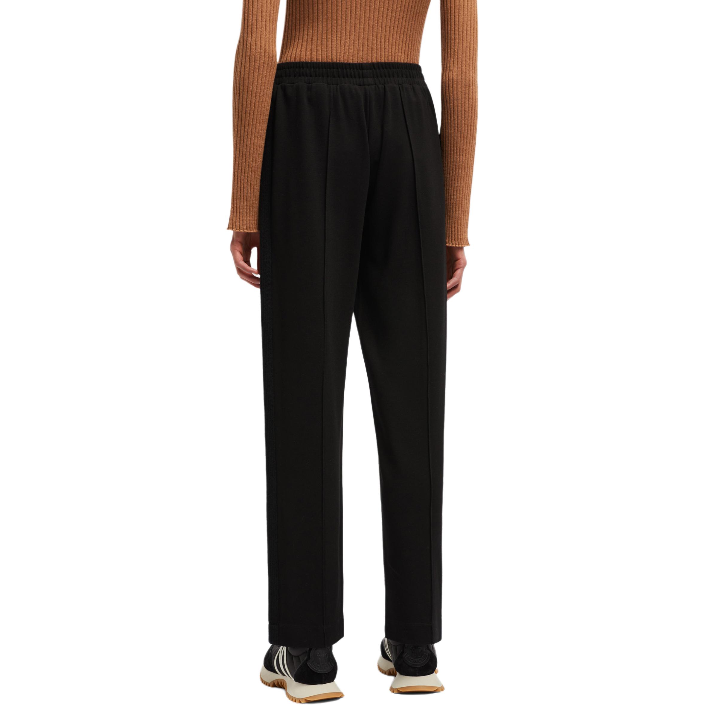 Purchase (W) Moncler Celana Jogger Rajut Hitam dengan Logo Patch - Kasual & Nyaman. J20938H0000989ALE999