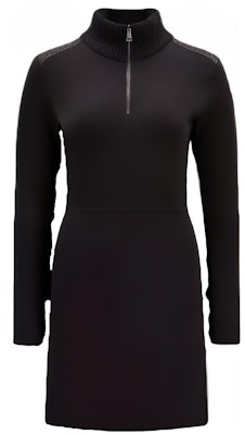 (Women) Moncler Black Knit Midi Dress Slim Fit Long Sleeve with Logo Print. I20939L00004M1183999 Buy (Women) Moncler Black Knit Midi Dress Slim Fit Long Sleeve with Logo Print. I20939L00004M1183999