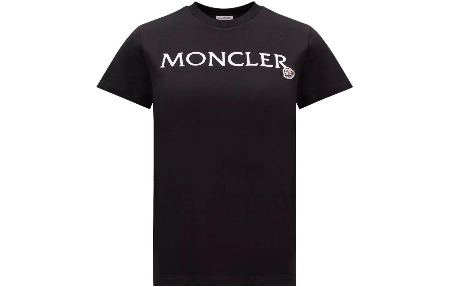 (Women) Moncler  Black Letter Graphic Crewneck Slim Fit Short Sleeve T-Shirt J10938C00006829HP999