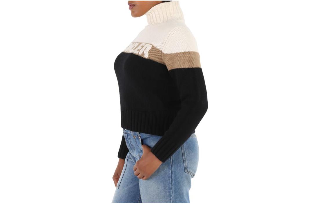 Shop (W) 몽클레르 블랙 로고 프린트 터틀넥 풀오버 스웨터. E20939252550A9141999