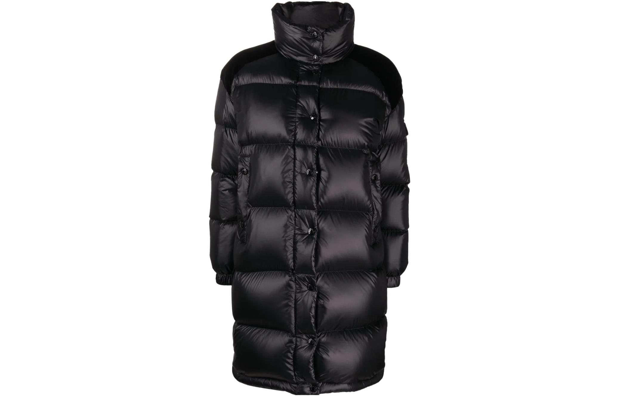 (Women) Moncler  Black Mid-Length Down Jacket with Stand Collar I20931A00041595ZZ-999