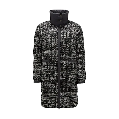 (Women) Moncler Black Mid-Length Slim Fit Down Jacket with Stand Collar. I20931C0001659711F90